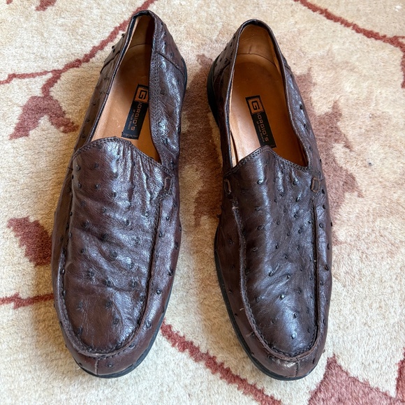 Giorgio's of Palm Beach Ostrich Loafers Made in Italy Size 9 with Rubber Soles - Picture 1 of 4